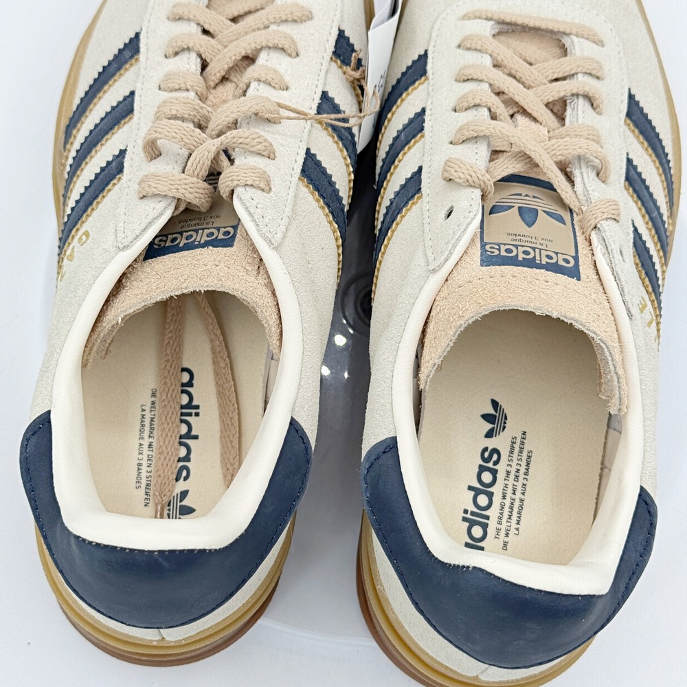 Adidas Gazelle Bold Size 7 Womens Cream/Indigo/Gum JQ5126, NEW - Picture 9 of 10